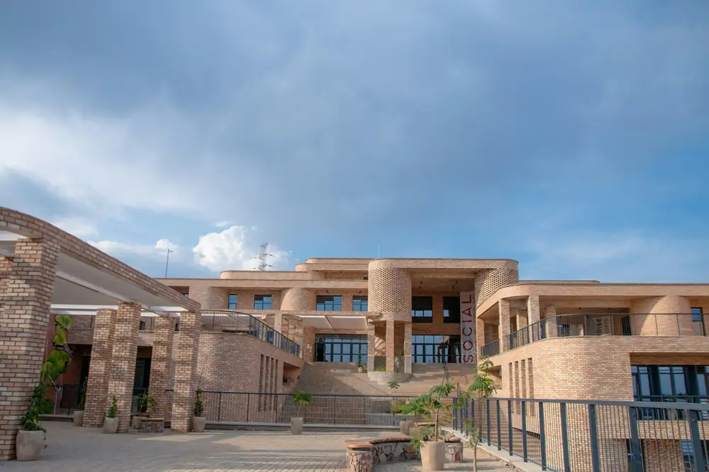 Modern brick campus buildings